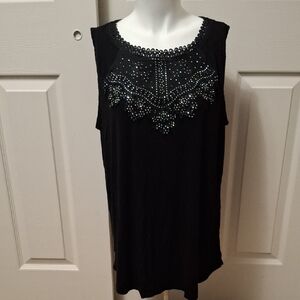 Black Sleeveless Tunic with Silver Embellishments